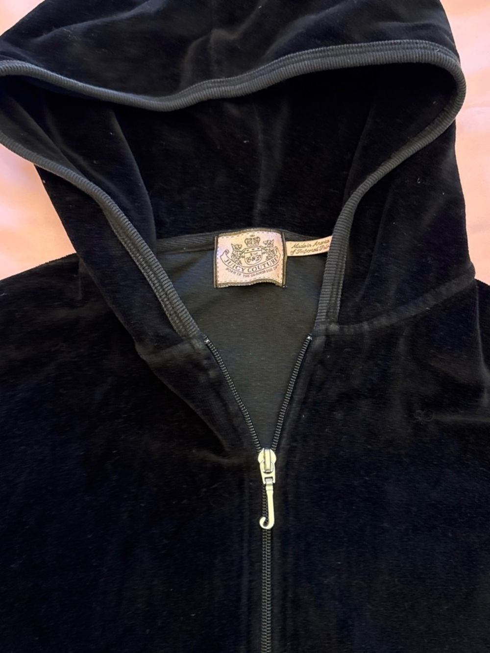 Vintage Juicy Couture Black Velour Hooded Jacket